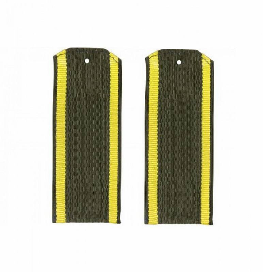 Погоны оливковые без «К» желтый кант (на пластике)