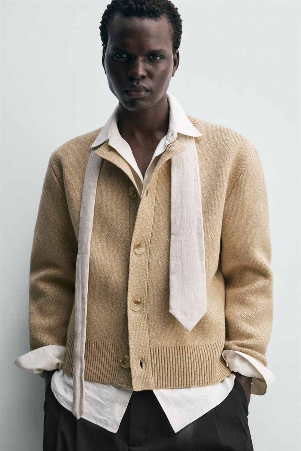 ZARA КАРДИГАН СВОБОДНОГО КРОЯ, БЕЖЕВЫЙ