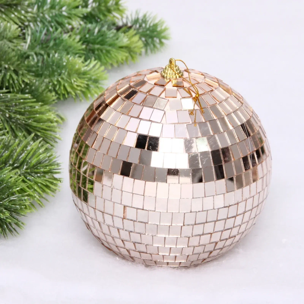 Новогодний шар 15 см «Shining Disco», Розовое золото