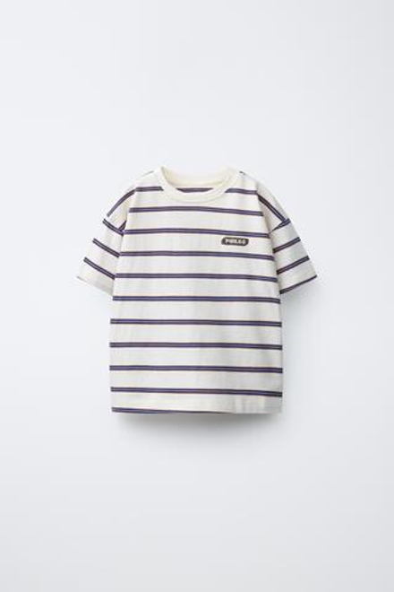 ZARA X PUKAS ФУТБОЛКА В ПОЛОСКУ С ЛОГОТИПОМ PUKAS SURF, БЕЛЫЙ