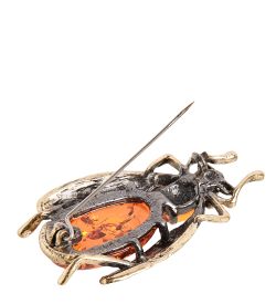 AM- 181 Брошь «Жук» (латунь, янтарь)