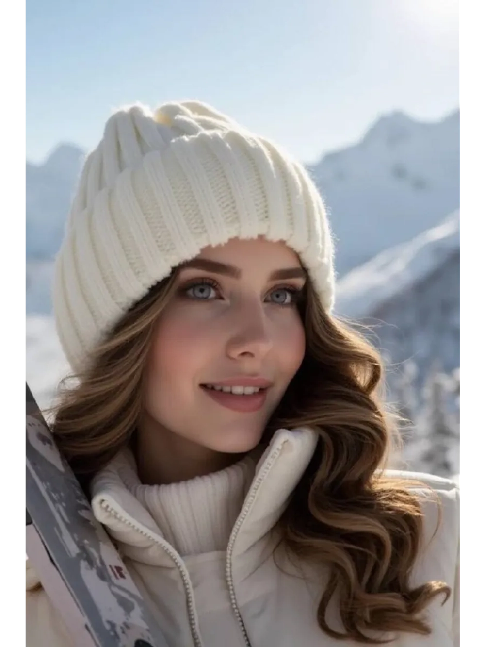 шапка вязаная теплая зимняя с отворотом стильная