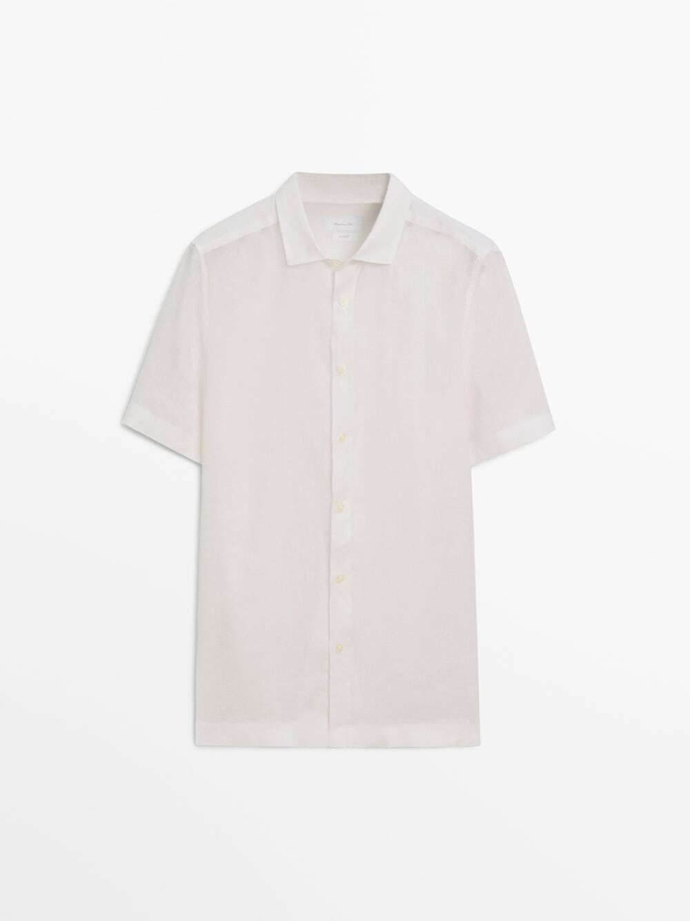 Massimo Dutti Рубашка из 100% льна с короткими рукавами,  бежевый