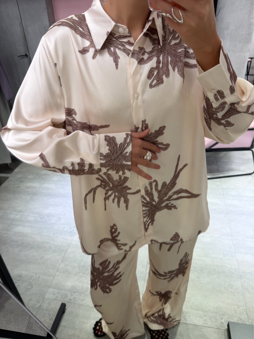 Шелковый костюм Coral Bay молочный