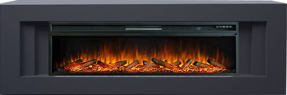 Каминокомплект Line 60 SFT (Разборный) - Серый графит с очагом Vision 60 LOG LED