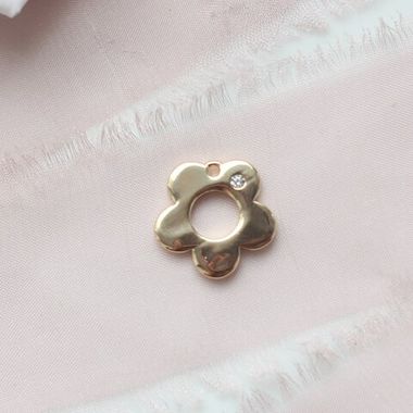 Подвеска Цветок с фианитом 15 мм, позолота, П919