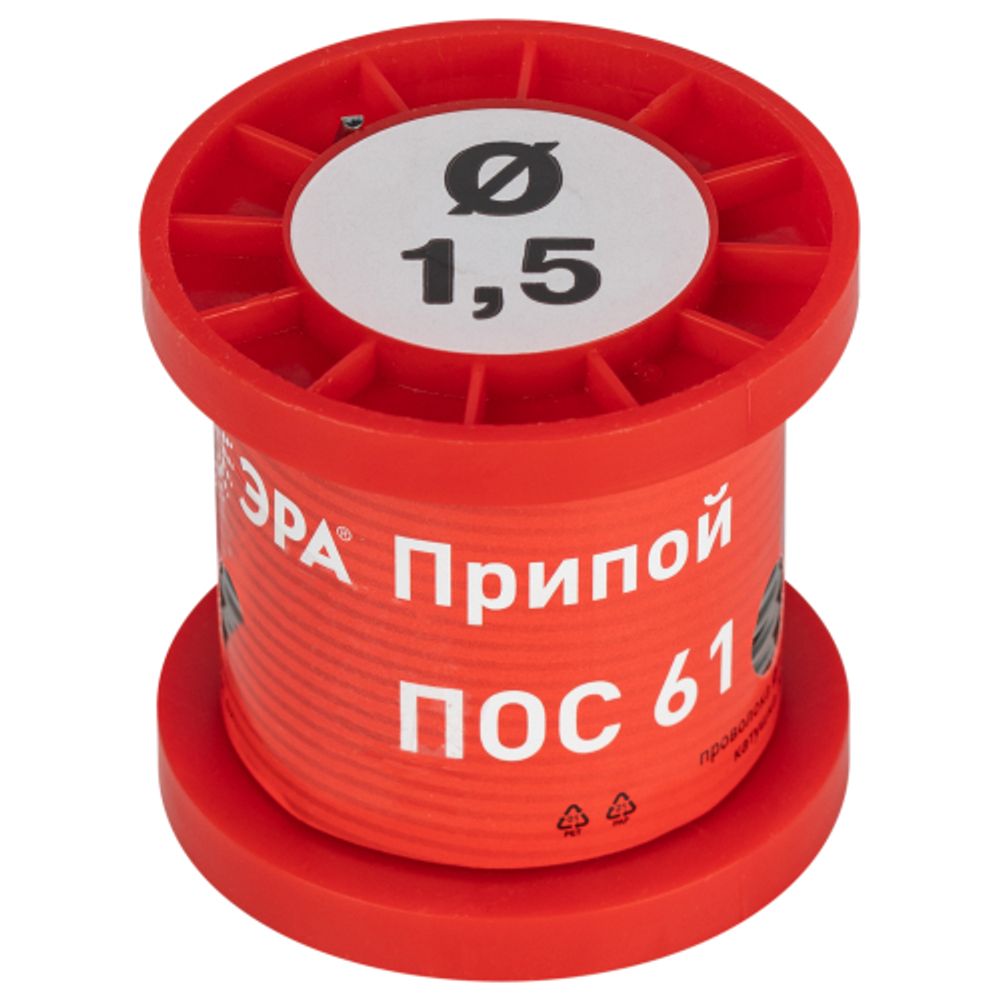 Припой ЭРА для пайки ПОС 61 проволока d 1.5 мм катушка 100 гр