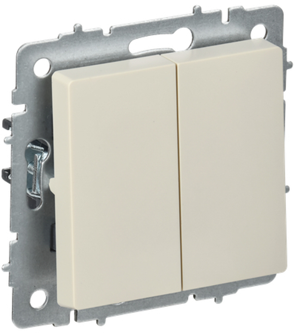 BRITE Выключатель 2-клавишный перекрестный 10А ВС10-2-3-БрКр бежевый IEK