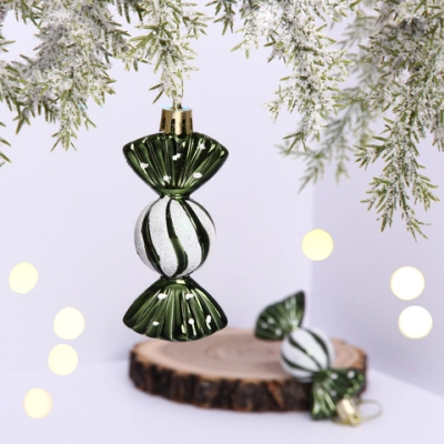 Ёлочные игрушки «Таинственное очарование» Конфетки 8 см (набор 2шт), изумруд