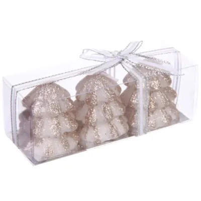 Свечи новогодние «Ёлочка» 13*4,5*4,5 см (набор 3 шт), Шампань