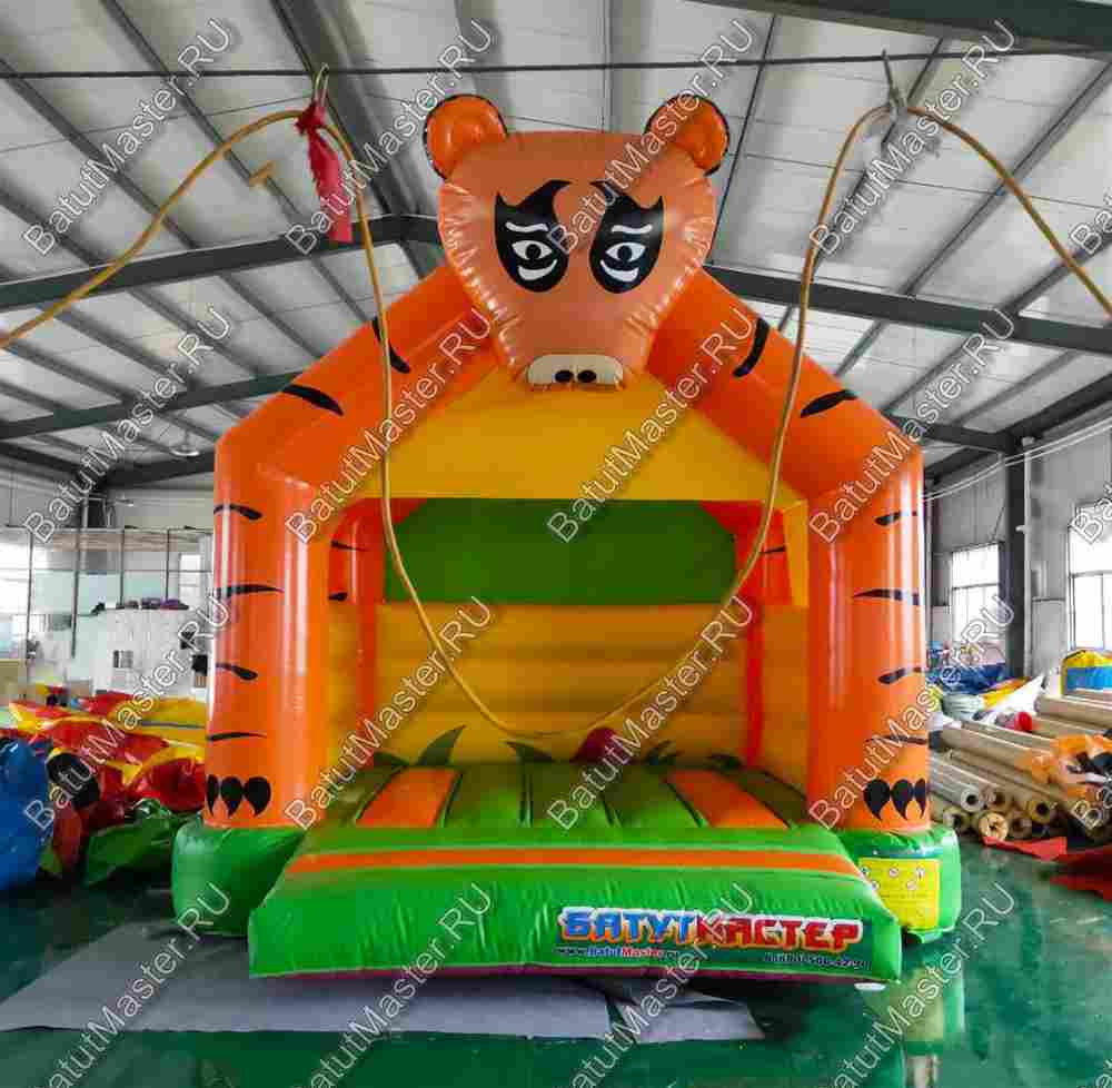 Детский надувной батут "Тигр на прогулке" с крышей
