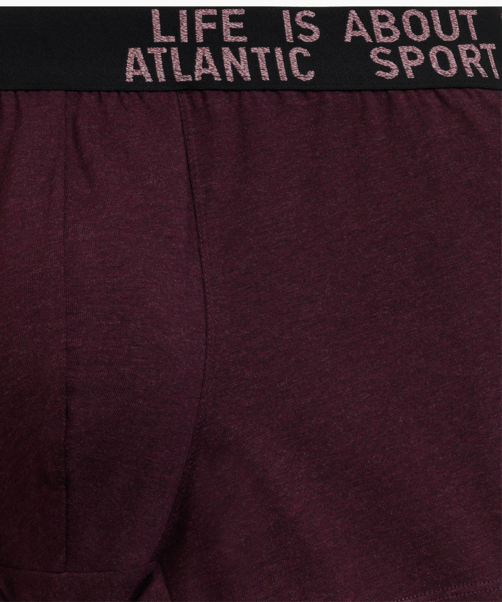 Мужские трусы шорты Atlantic, набор из 3 шт., хлопок, зелёный меланж + винный меланж + голубой меланж, 3MH-226