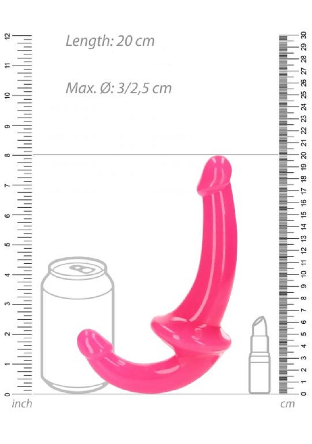 Страпон безремневой RealRock люминесцентный розовый 13,5 см