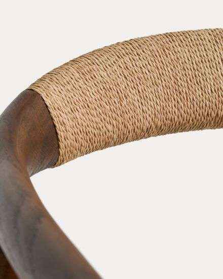Кресло уличное Derile из дуба с отделкой орех и бежевой веревки