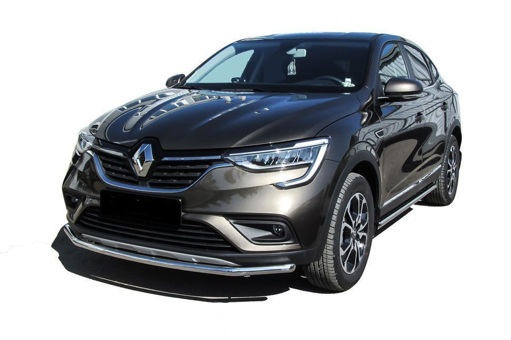 Защита переднего бампера (нержавейка) Renault Arkana (2019-2023) d42