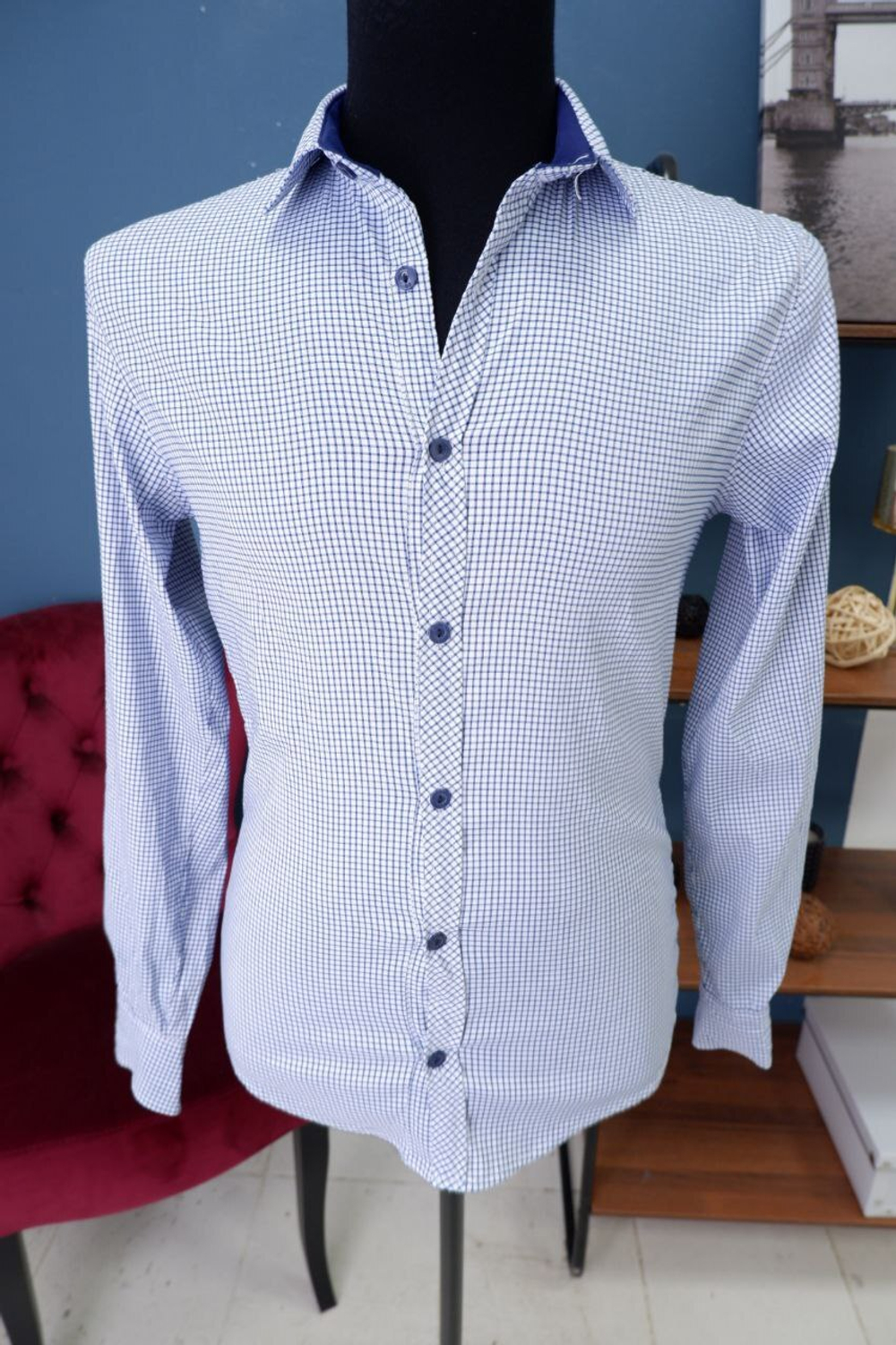 Рубашка Asan в мелкую клетку 46 размер