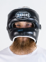 Шлем боксерский LEADERS LS с бамперной защитой (черный / белый) BK/WH