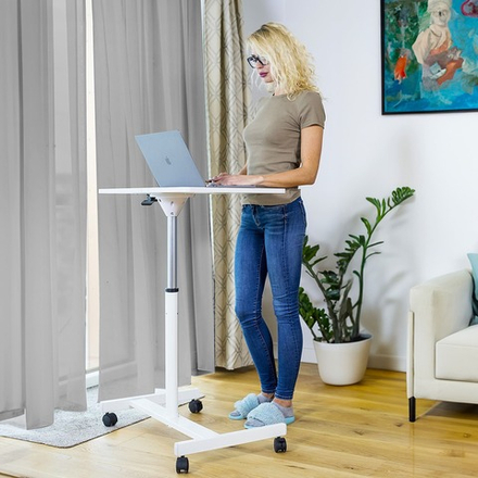 Tatkraft Trend - Компьютерный стол с газлифтом, на колесиках, с регулируемой высотой 74-114 см, Столик для ноутбука