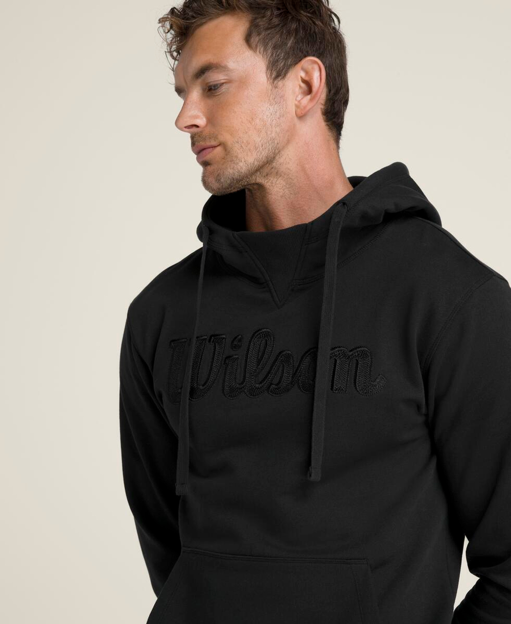 Мужская теннисная кофта Wilson Night Script Eco Cotton PO Hoody Slimfit - black/black