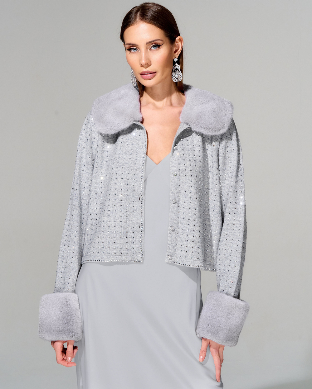 Кардиган с меховой отделкой "Стелла"