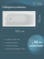 Ванна чугунная Delice Repos Comfort DLR220507 150х70 белая