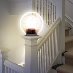 Садово-парковый светильник ЭРА НТУ 02-60-205 шар дымчатый призма на опору / кронштейн IP44 Е27 max60Вт d200mm