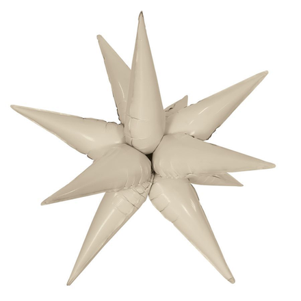 Шар 3D (26''/66 см) Звезда Составная Кремовый Сатин 1 шт. в уп.