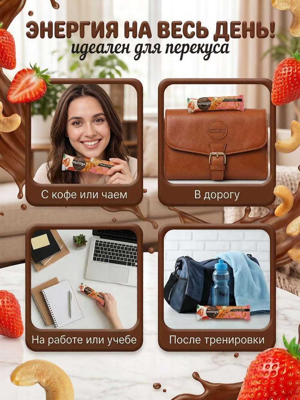 Батончик Nut&Go Кешью и Клубника 36г