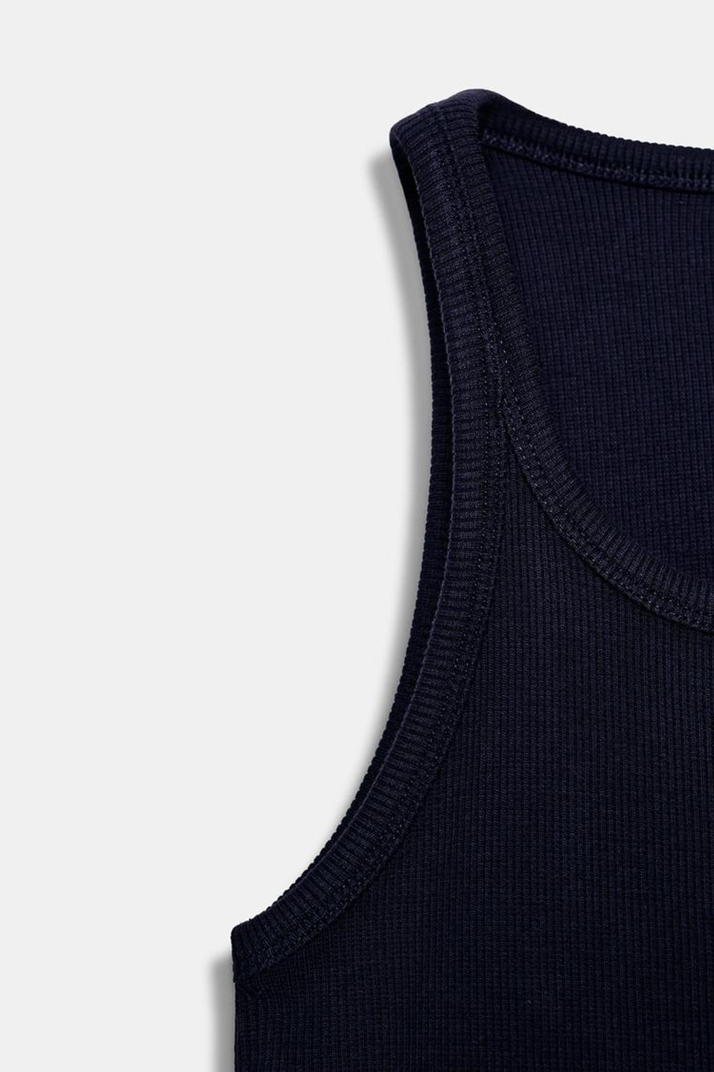 ZARA ТОП НА БРЕТЕЛЯХ В РУБЧИК, МОРСКОЙ СИНИЙ