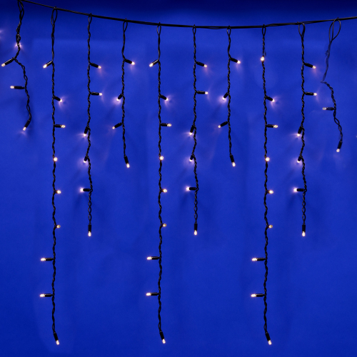 ULD-B4806-176/TBK WHITE IP67 Бахрома светодиодная с эффектом мерцания, 4,8 м. Соединяемая. 176 светодиодов. Белый свет. Провод черный. TM Uniel.