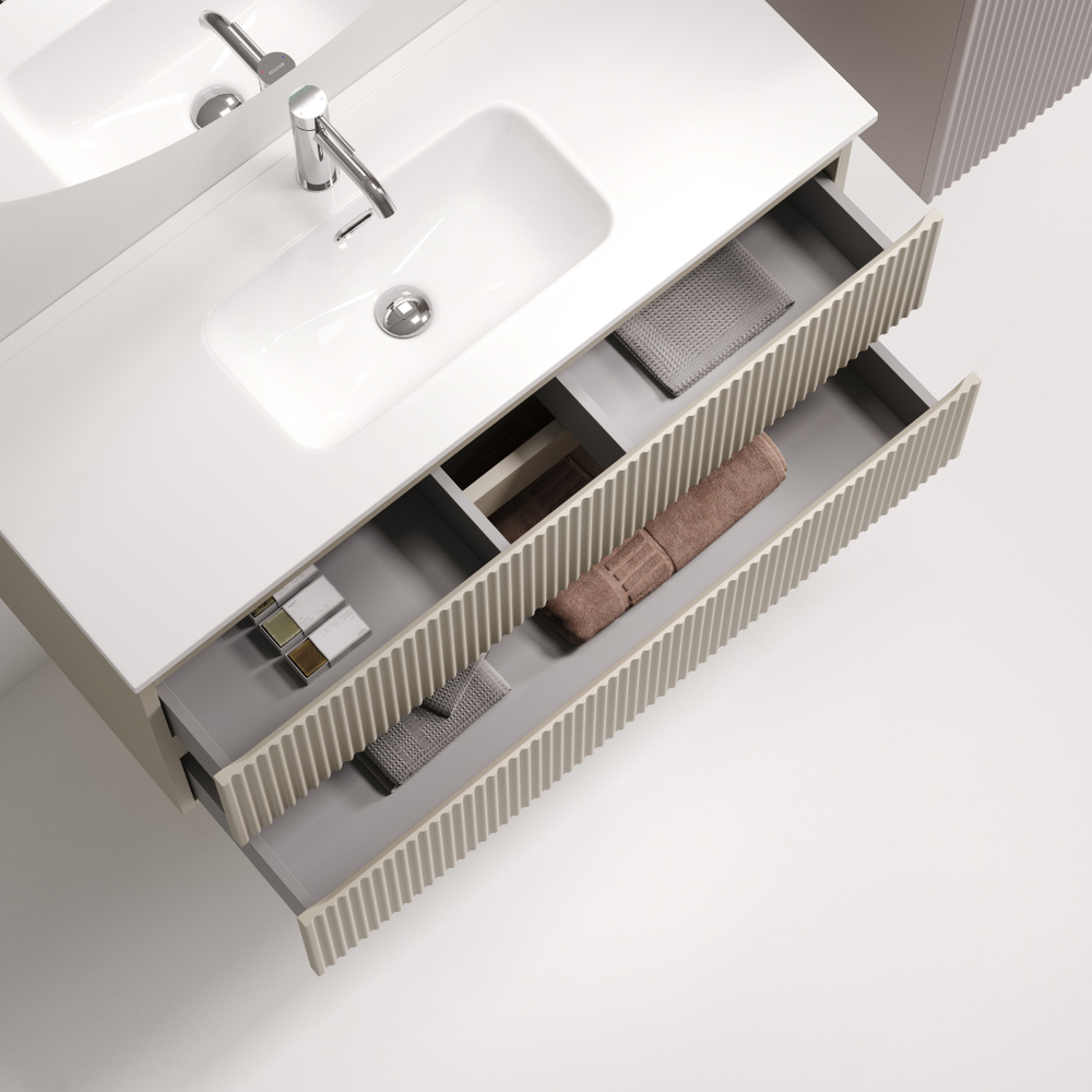 Тумба подвесная SANCOS Snob R 995х390х500, c двумя ящиками оснащенными доводчиками, Beige Soft , арт.SNR100/39CE