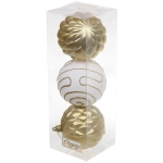 Новогодние шары 7см (набор 3шт) «Сказочная мечта», белый/золото