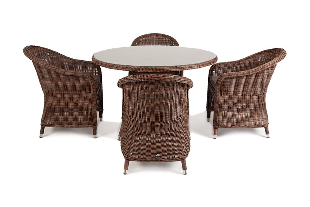 "Равенна" обеденная группа плетеная, цвет коричневый
