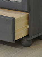 Шкаф витрина 40х32х186, Бритта, стеклянная буфет для посуды, книг, игрушек, однодверная, массив сосны, серый, Dipriz