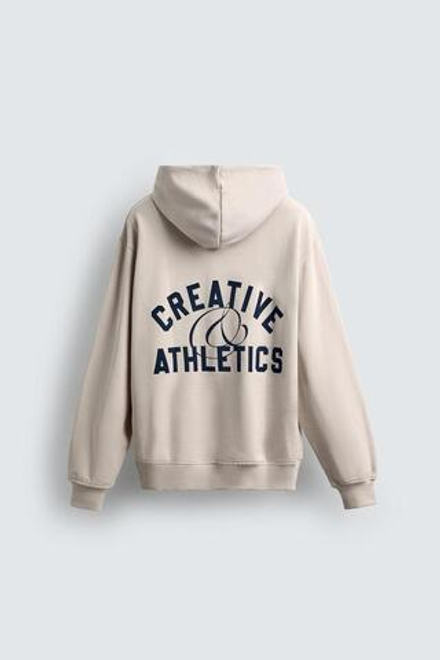 ZARA ТОЛСТОВКА С НАДПИСЬЮ, СВЕТЛО-БЕЖЕВЫЙ