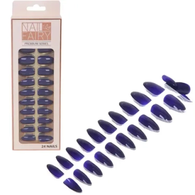 Ногти накладные на клеевых пластинах 24шт «ТЫПРЕКРАСНА!», цвет темно-синяя ночь, длина 2.3см