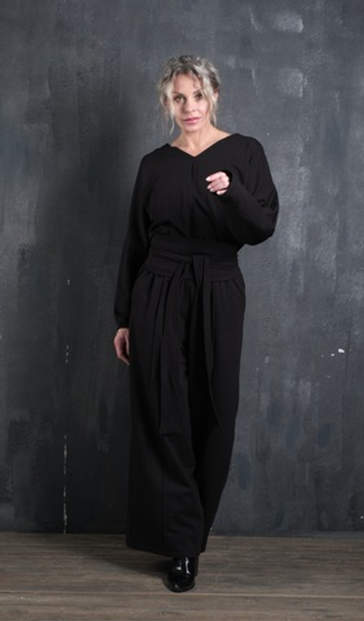 Палаццо со стрелкой /черный + кушак