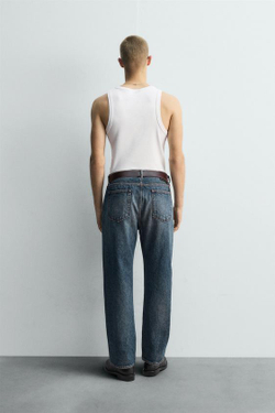 ZARA ДЖИНСЫ ПРЯМОГО КРОЯ ДЛИНОЙ ДО ЩИКОЛОТКИ - LIMITED EDITION, СИНИЙ