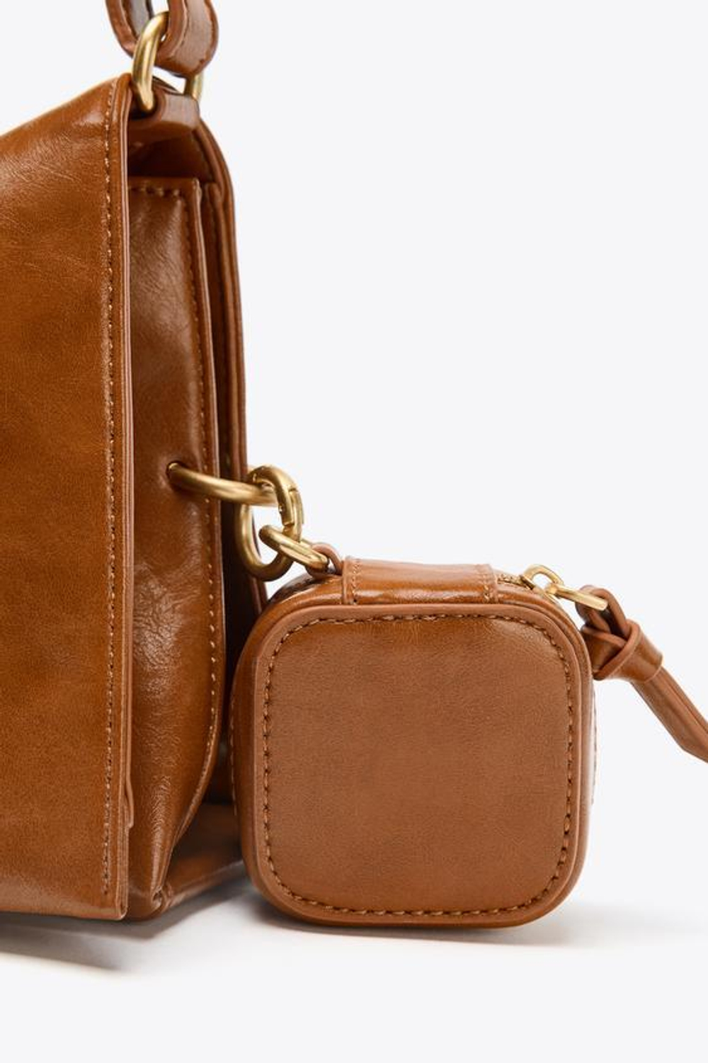 ZARA СУМКА С ПОДВЕСКАМИ, РЫЖЕВАТО-КОРИЧНЕВЫЙ