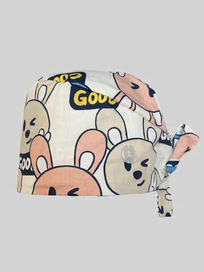 Шапочка медицинская, принт "GOOD", белый