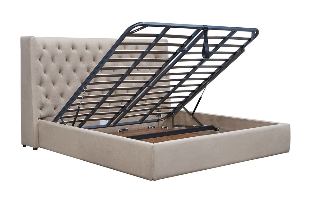Кровать 1726 BEIGE бежевая с ящиком для белья