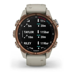 Умные часы Garmin Descent MK3i - 43 мм Бронзовый титан с PVD-покрытием, силиконовый ремешок французского серого цвета и трансивер Descent T2