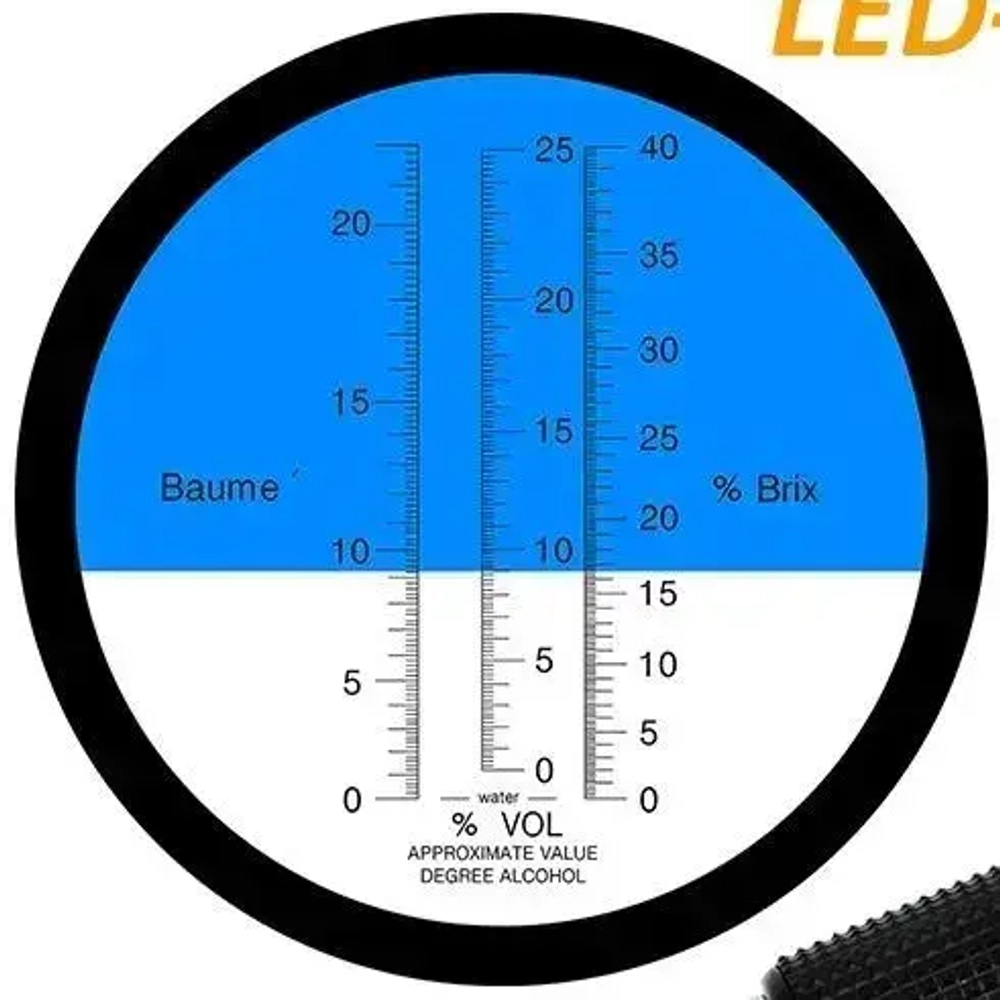 Рефрактометр для вина: Сахар 0-40% по шкале Брикса 0-25% Спирт Smartron ATC-40 пластиковый футляр для хранения