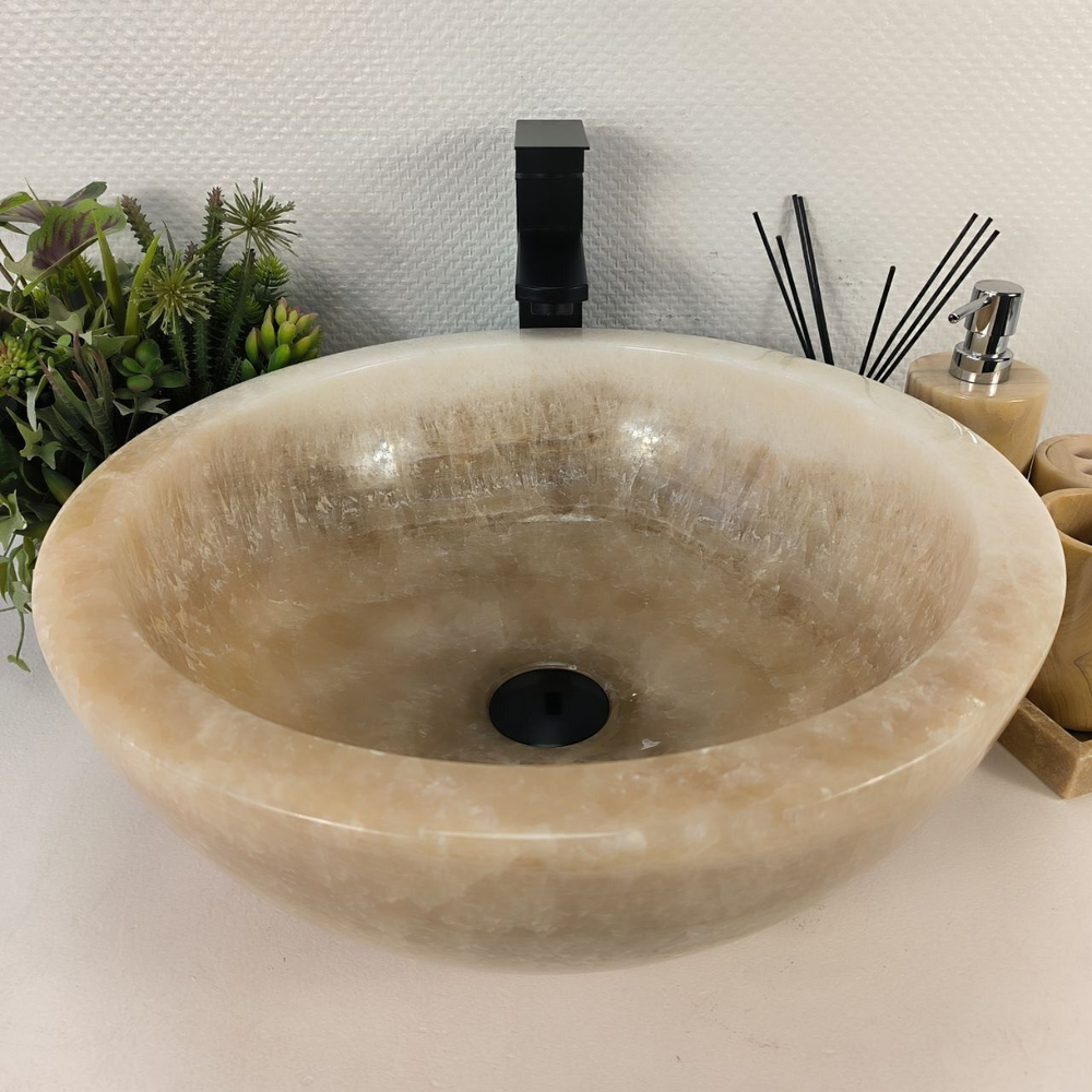 Каменная раковина из оникса Bowl Yellow BO-04725 (45*45*17) 0200 из натурального камня