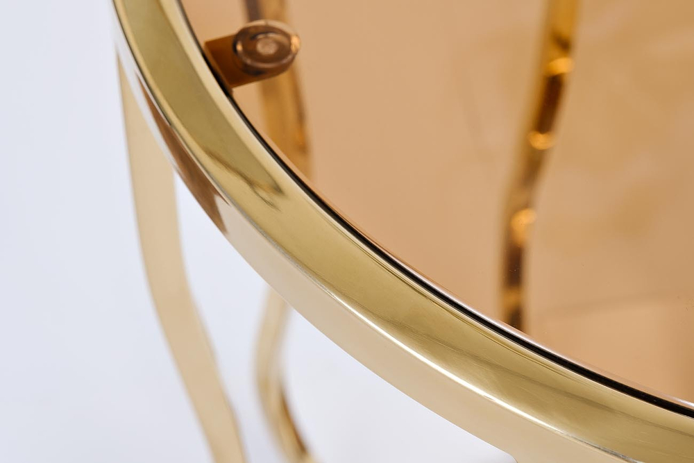 13RXET4036-GOLD Стол журнальный стекло коричн./золото d50*60см