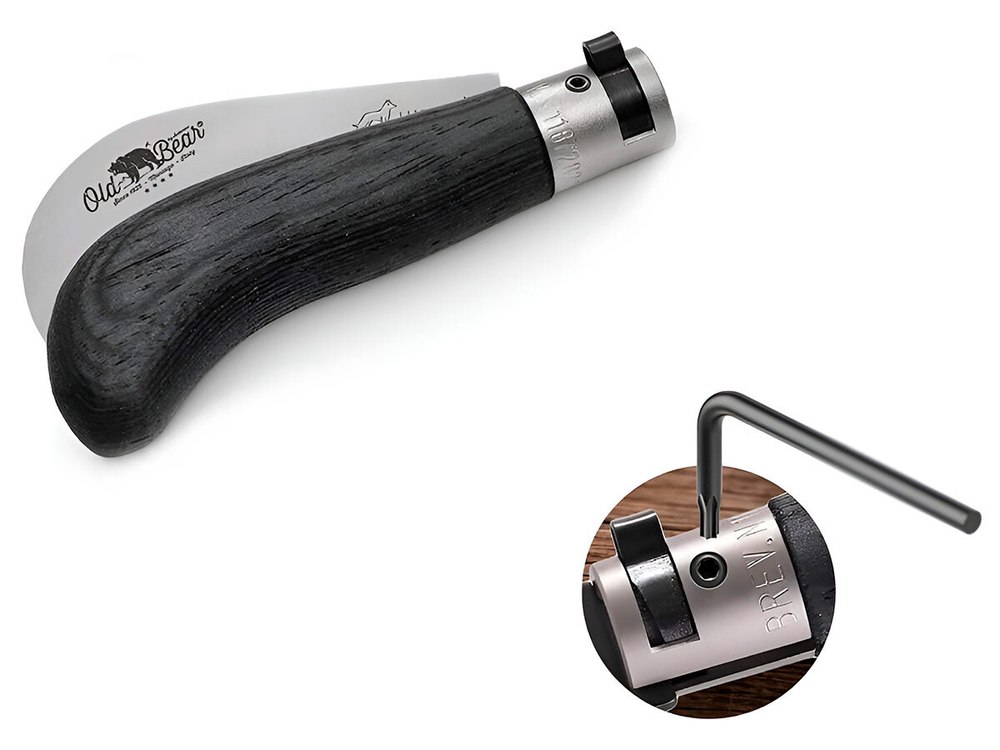 Нож складной Old Bear Pruning S, сталь 1.4060, Satin, чёрный ламинат