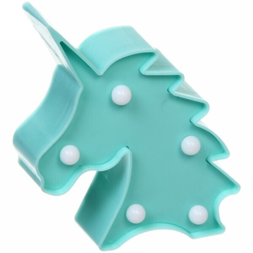 Светильник «Disko-Единорог» 13*11,5см на батарейках, 5 LED ламп, цвет бирюзовый