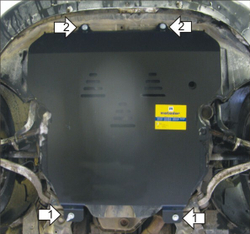 Защита картера Двигателя, КПП. 3 мм, Сталь. для Audi Allroad 2000-2005 MOTODOR.10103