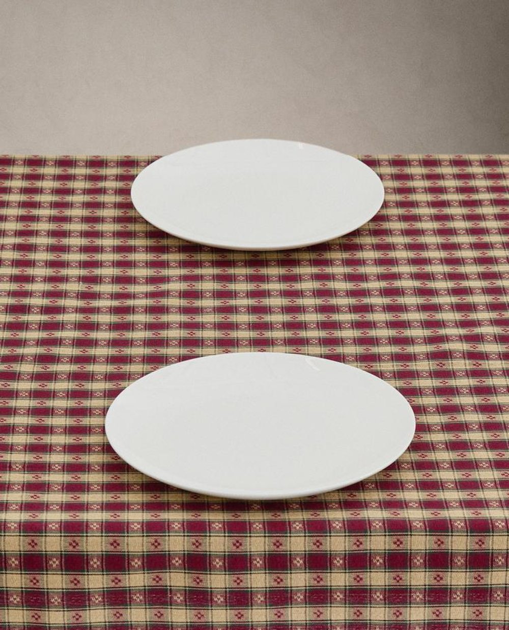 ZARA HOME РОЖДЕСТВЕНСКАЯ СКАТЕРТЬ ИЗ ХЛОПКА В КЛЕТКУ, ТЕМНО-КРАСНЫЙ