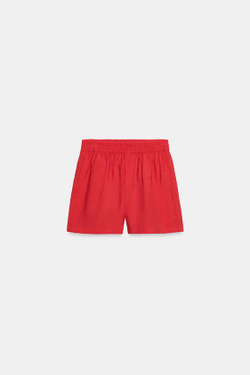 ZARA СВОБОДНЫЕ ШОРТЫ С ЭЛАСТИЧНЫМ ПОЯСОМ, КРАСНЫЙ